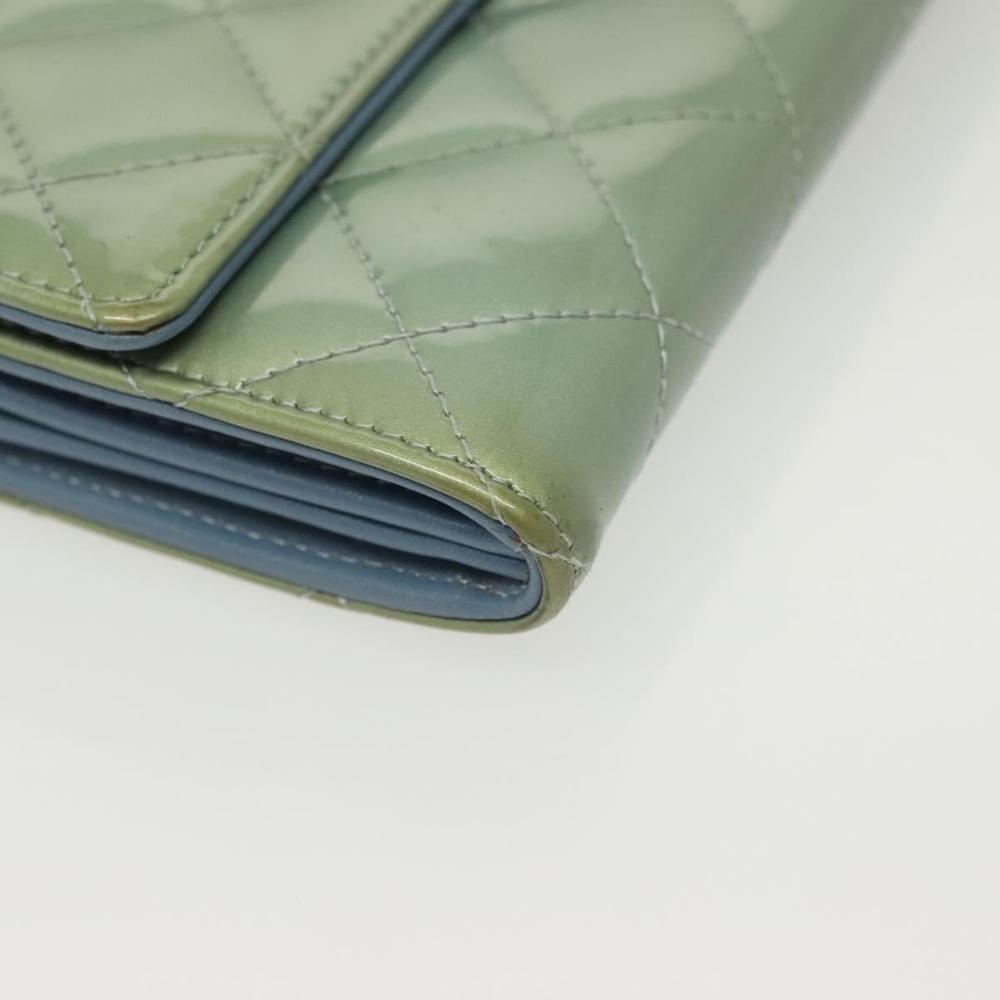 CHANEL Matelasse Long Wallet Enamel Green Silver CC Auth 138942 - Picture 8 of 16
